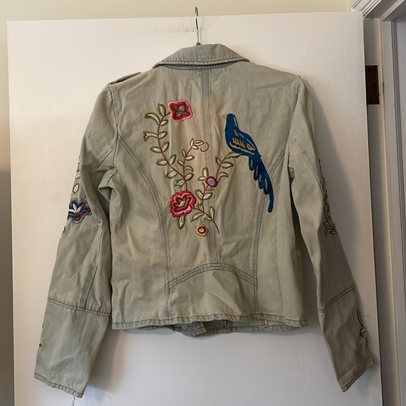 NWT Candie’s Embroidered Moto Denim Jean Jacket Size Large - Picture 4 of 9